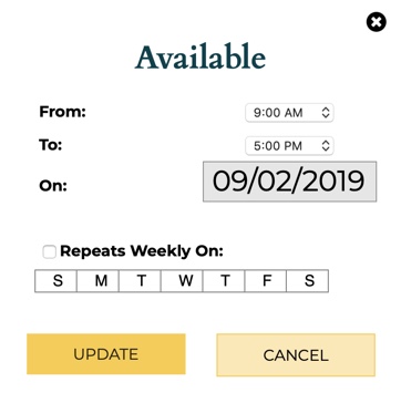 Available Event Popup
